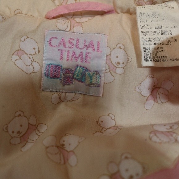 Casual Time Vintage 90s 24M Girls Snow Suit Pink Winter Teddy Bear - Picture 16 of 16